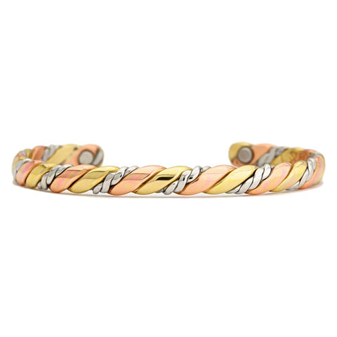 Magnetic Cuff Bracelet - Silver, Copper, and Brass (737)