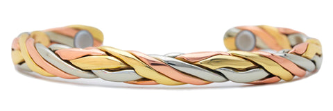 Magnetic Cuff Bracelet - Silver, Copper, and Brass (798)