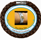 Magnetic Leather Bracelet - Saddle Brown
