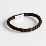 Magnetic Leather Bracelet - Saddle Brown