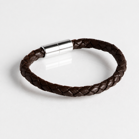 Magnetic Leather Bracelet - Saddle Brown