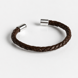 Magnetic Leather Bracelet - Saddle Brown