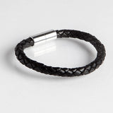 Magnetic Leather Bracelet - Black BLK-7 1/4