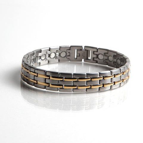 Magnetic Stainless Steel Bracelet with Gold Plating(L39)
