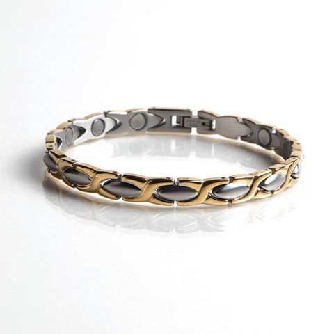 Magnetic Stainless Steel Bracelet with Gold Plating (L33)