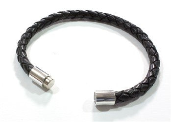 Magnetic Leather Bracelet Black